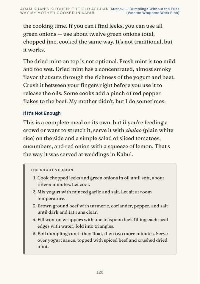 A recipe from the core dishes section